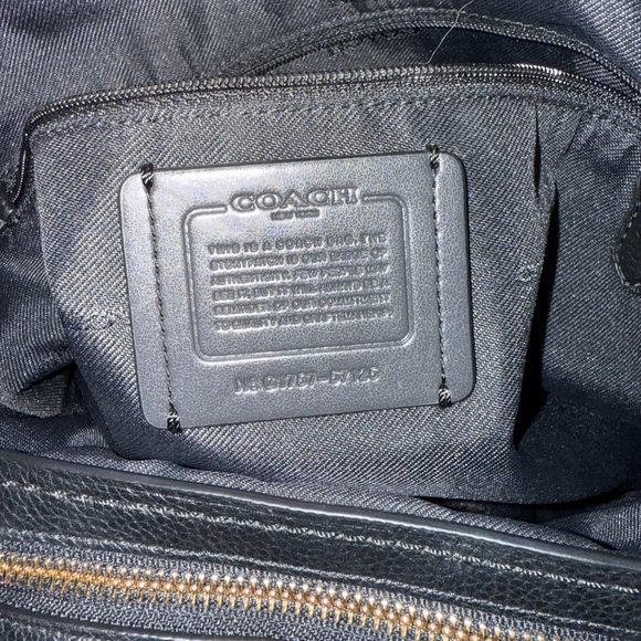 Coach Black Leather Shoulder Bag with Gold Accents - Picture 9 of 9